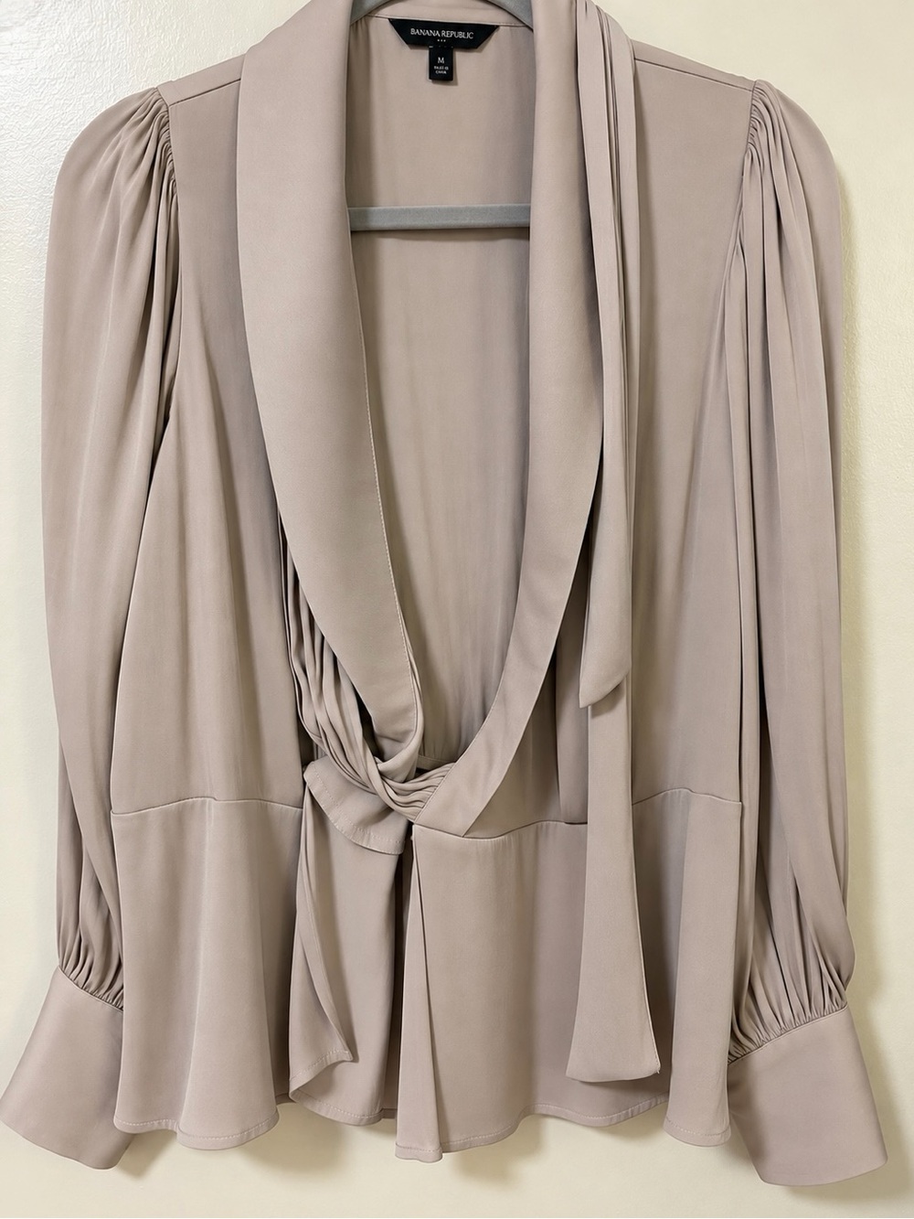 Banana Republic Taupe Draped Silky Blouse size M